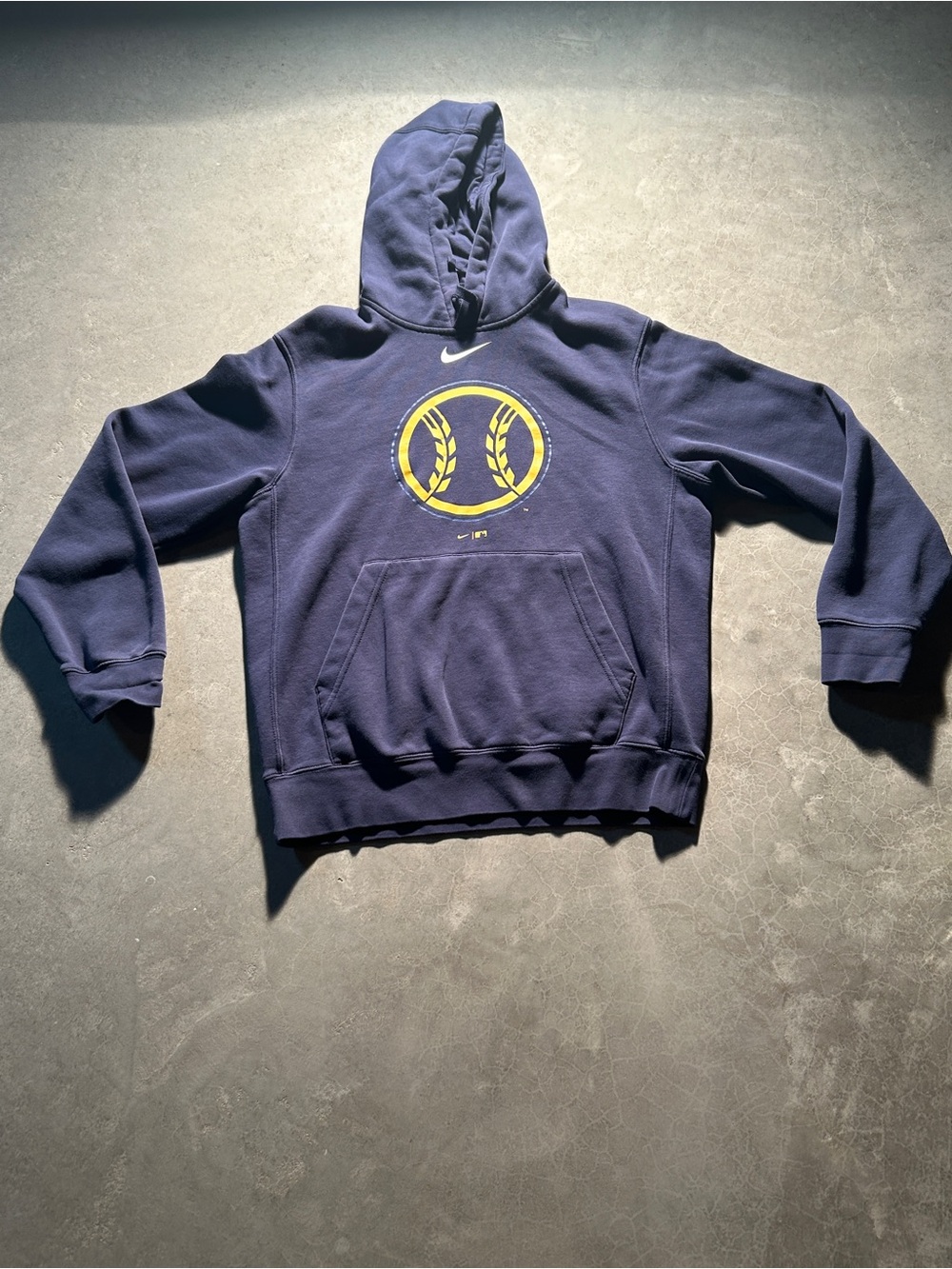 Nike MLB Navy Blue Hoodie with Yellow Logo